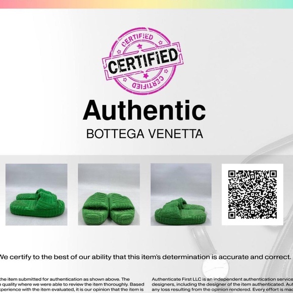 Bottega Veneta Green Terry Slide Sandal W 5.5 COA - Picture 7 of 7